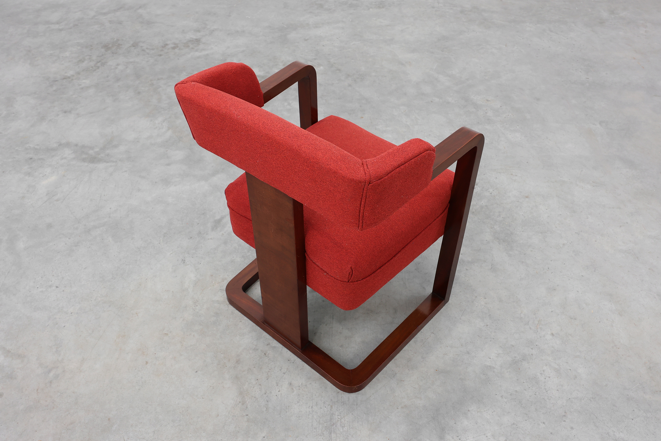 Set of Two Red Reupholstered Art Deco Chairs, Belgium ca. 1920thumbnail